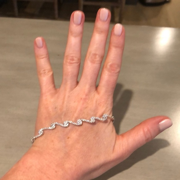 Hand bracelet bangle silver with gems - Picture 1 of 5